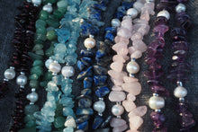 Load image into Gallery viewer, Turquoise gemstone chip and freshwater pearl necklace