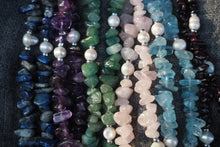 Load image into Gallery viewer, Turquoise gemstone chip and freshwater pearl necklace