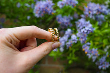 Load image into Gallery viewer, Rainbow cubic zirconia ring and pearl earring set