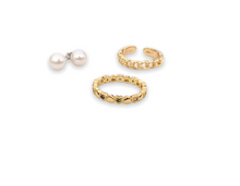 Load image into Gallery viewer, Rainbow cubic zirconia ring and pearl earring set