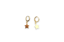 Load image into Gallery viewer, Gold or Sterling Silver Star huggie hoop earrings