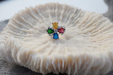 Load image into Gallery viewer, Yellow, Red, Green and Blue silver ring