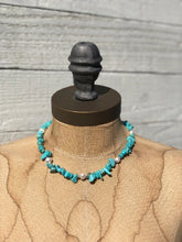 Load image into Gallery viewer, Turquoise gemstone chip and freshwater pearl necklace