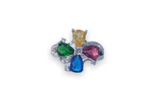 Load image into Gallery viewer, Yellow, Red, Green and Blue silver ring