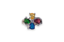 Load image into Gallery viewer, Yellow, Red, Green and Blue silver ring