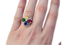 Load image into Gallery viewer, Yellow, Red, Green and Blue silver ring