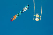 Load image into Gallery viewer, Precious gemstone and pearl necklace. Personalised birthday stone necklace. Pearl and sterling silver necklace
