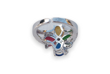Load image into Gallery viewer, Yellow, Red, Green and Blue silver ring
