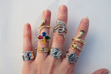 Load image into Gallery viewer, Yellow, Red, Green and Blue silver ring