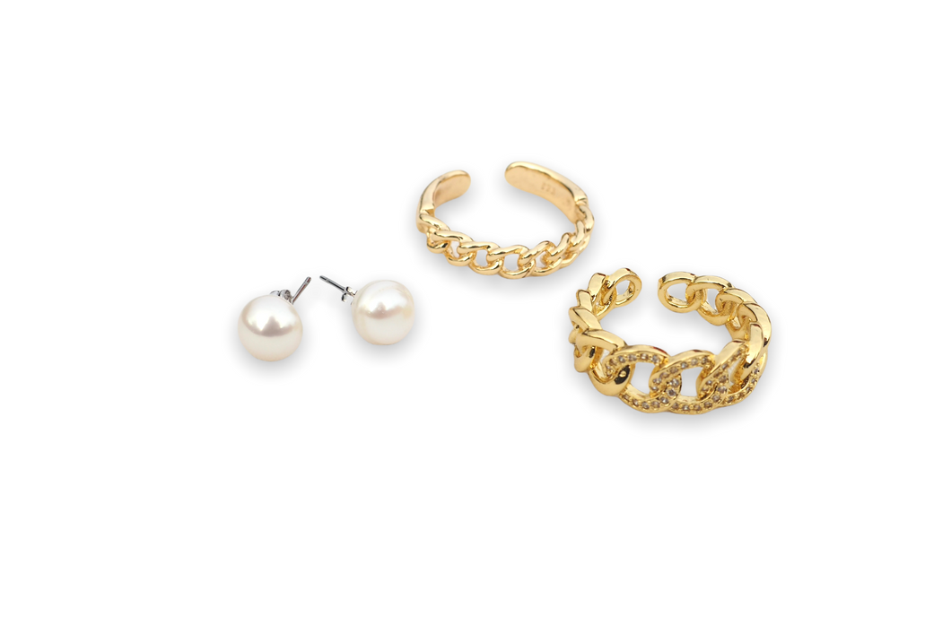 Pearl earring and ring set