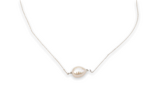 Load image into Gallery viewer, Single pearl sterling silver necklace.
