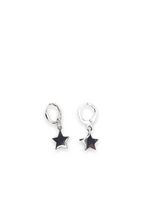 Load image into Gallery viewer, Gold or Sterling Silver Star huggie hoop earrings
