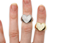 Load image into Gallery viewer, Chunky silver or gold heart ring
